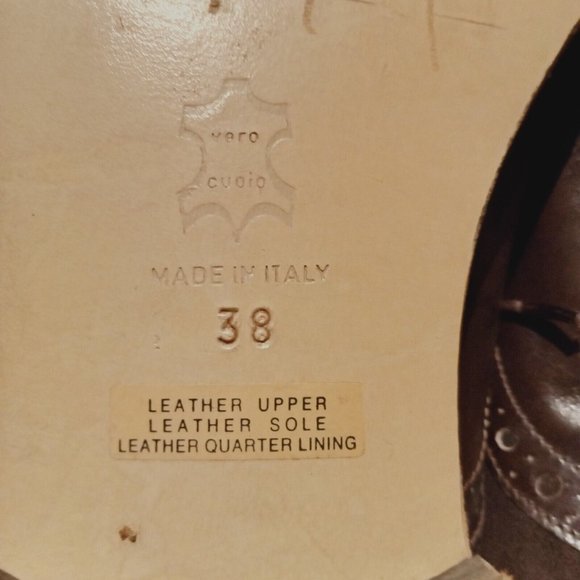 Made In Italy Brown Leather Laceup Brogue Shoes Size 38 or 7 Innovare - Picture 9 of 9